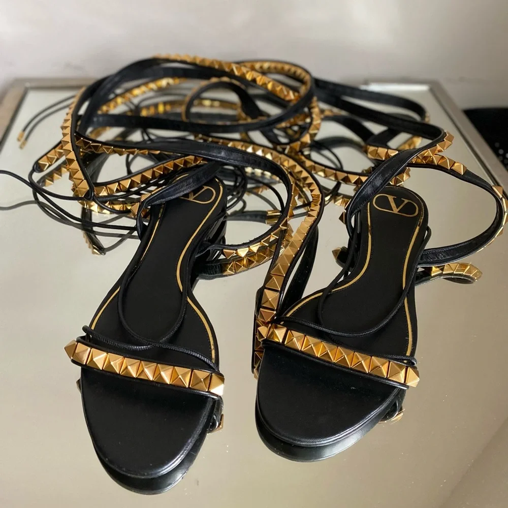 VALENTINO GARAVANI No Limit Rockstud Ankle-wrap Gladiator Sandals $1,900